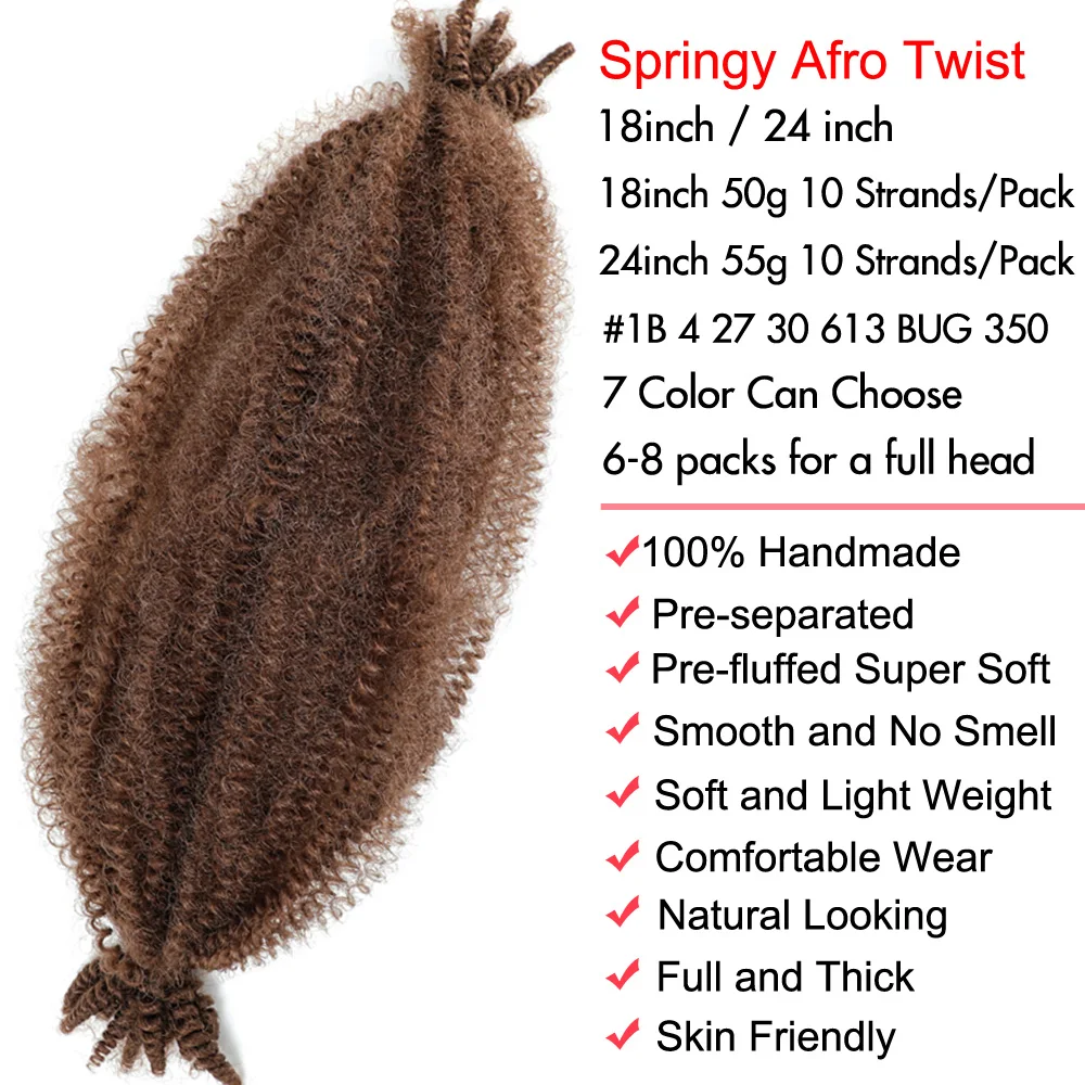 Long Afro Springy Twist Hair Braids Pre Separated Spring Twist Hair for Butterfly Locs Crochet Hair Extensions Marley Twist Hair