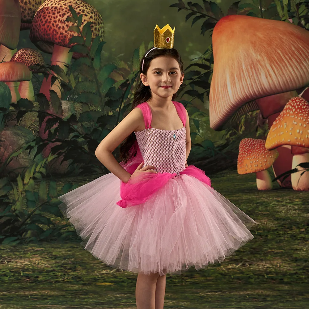 2026 New Halloween Pink Tulle Princess Dress Color Block Tutu Fit Stage Performance Attire Themed Party Wear Ballet Dance Outfit