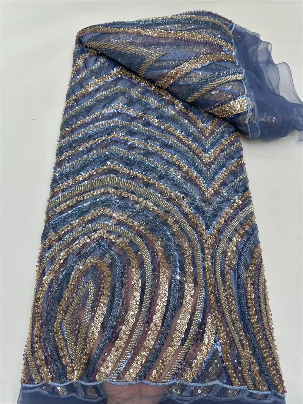 Tecido de renda africano de alta qualidade 2025 material de vestido de luxo vermelho com miçangas lantejoulas 5 jardas tecidos de renda feminina H31-1