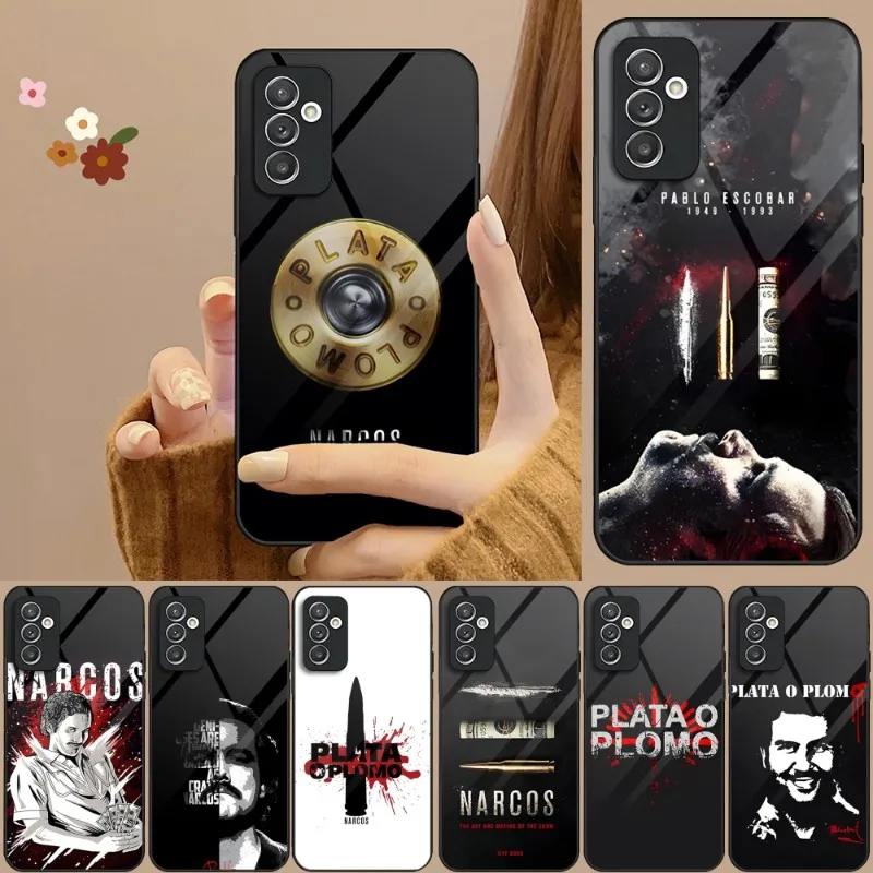 Plata O Plomo Narcos Pablo Escobar Phone Case Glass For Samsung A12 A21 A20 A31 A10 A32 A51 A40 A22 A71 A72 A52 A30 A50S Cover