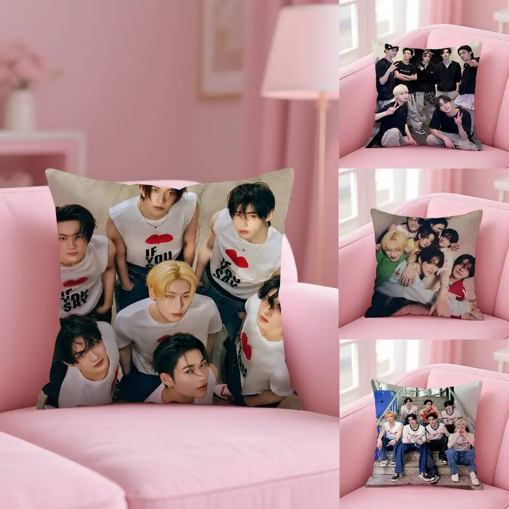 Boy Team E-ENHYPEN Pillow Case Pattern Printed Pillowcase For Living Room Sofa Cushion Cover & Bedroom Decor