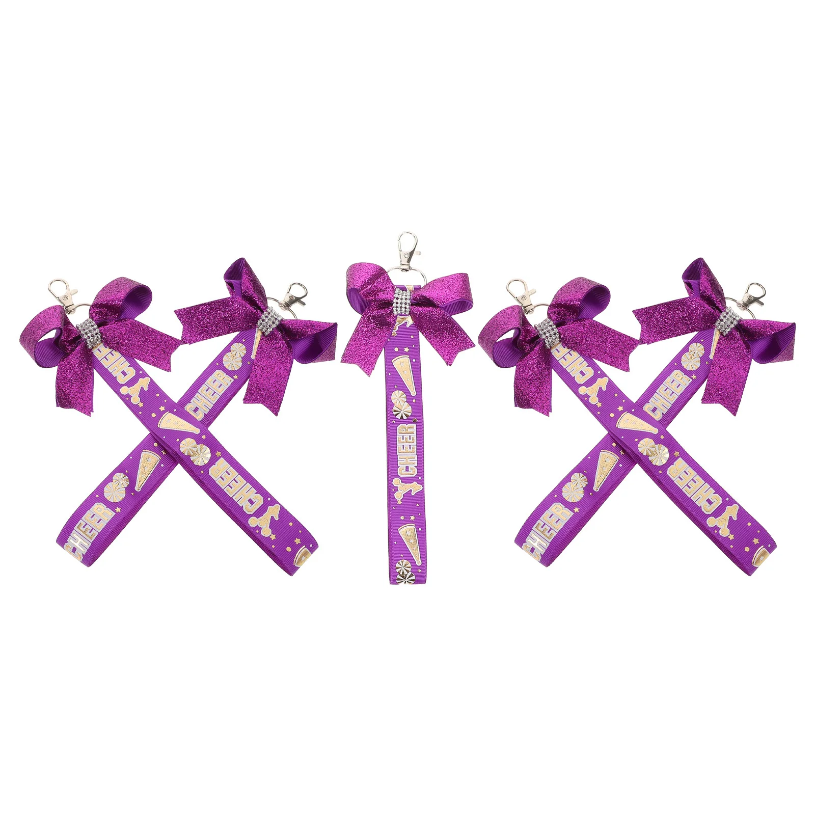 

5 шт., брелок для ключей вболівальниц, лента с бантом, сумка для поддержки, очаровательный милый брелок для ключей, подвеска для рюкзака, кошелек, органайзер, брелок с бантом для черлидинга