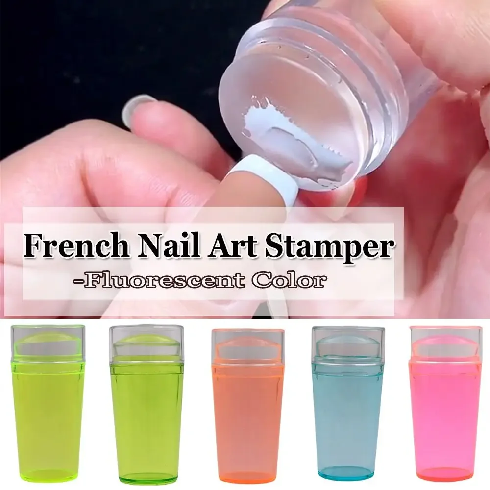 Tampon à Ongles Français avec Grattoir en Silicone Transparent, Moule à Gelée, Modèle d'Estampage pour Manucure à Faire Soi-Même, Document Fluorescent