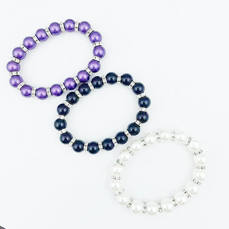 fnaf Anime 2 Rupee Items 3 Color Rope Chain Strand 10mm White Pearl Bracelet Women Jewelry Bangle Fine Quality