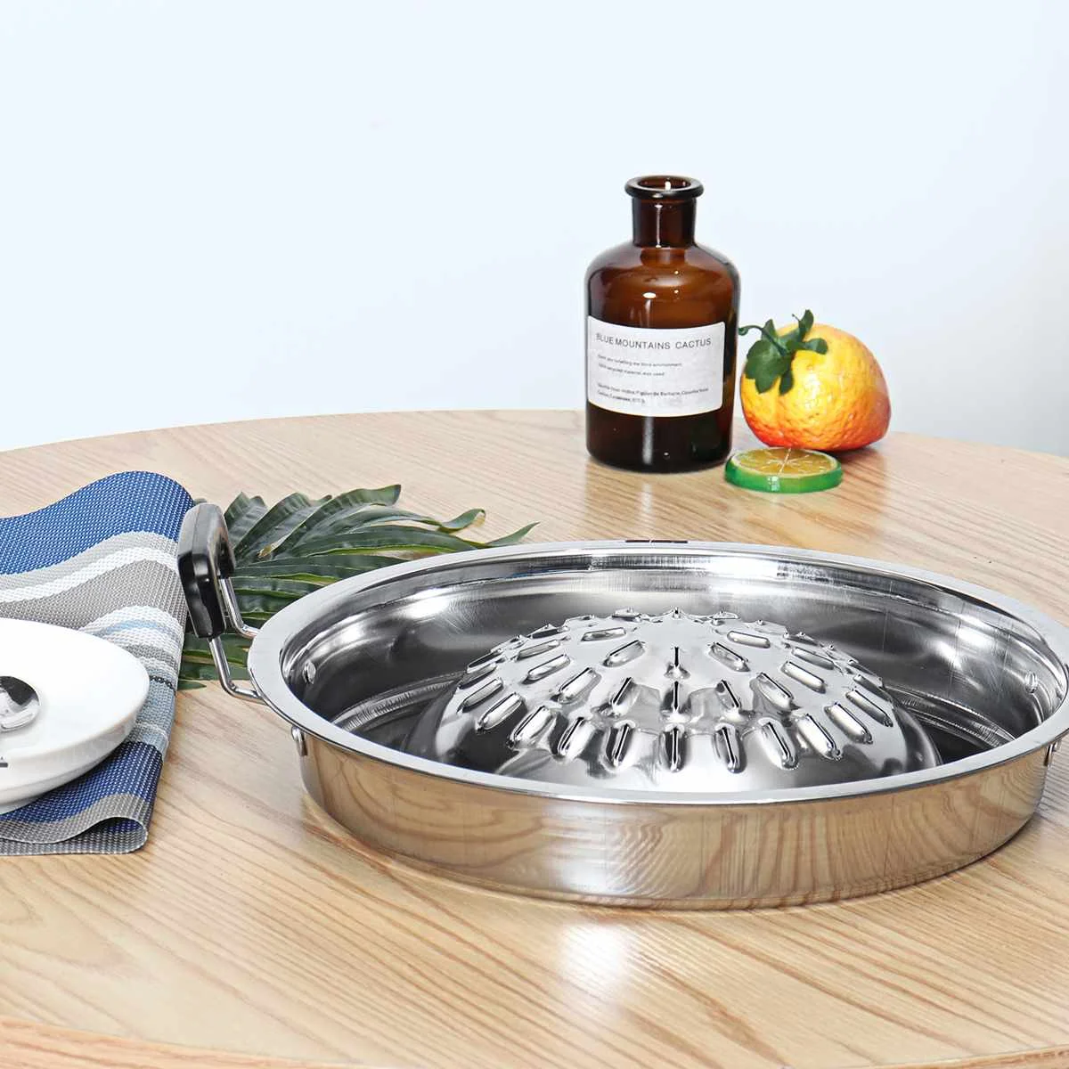36cm Thai Style BBQ Grill Pan Aluminum Barbecue Topper Stovetop Plate Barbecue Pan Basket Steamer Cookware Kitchen Cooking Tools