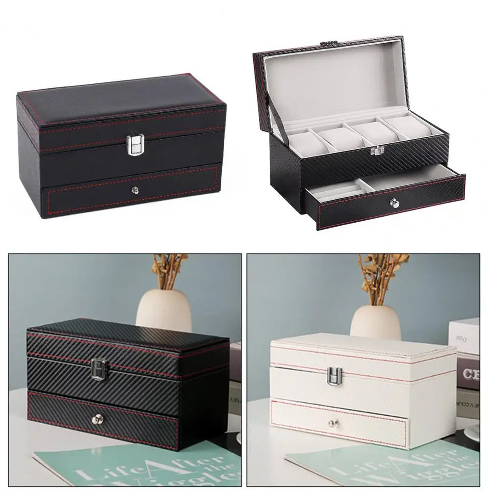 Versatile Jewelry Watch Display Case Capacity Double Layer Watch Jewelry Storage Box for Quick Classification of Watches Rings