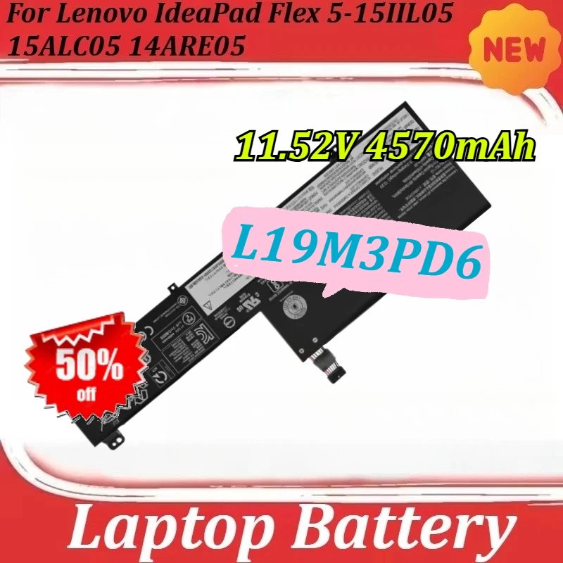 

L19M3PD6 Battery For Lenovo IdeaPad Flex 5-15IIL05 15ALC05 14ARE05 14IIL05 14ITL05 14ALC05 L19L3PD6 L19C3PD6 11.52V 4570mAh