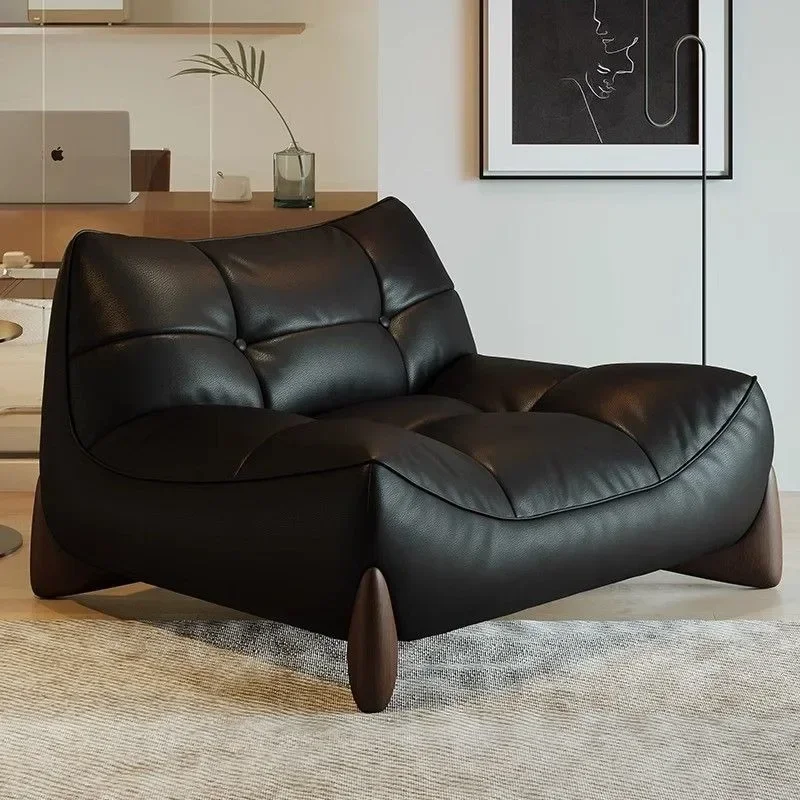 luxury simple sofa retro Italian minimalist style leather sofa first
