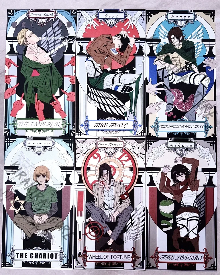 cartao-laser-shikishi-de-papel-colorido-com-lente-acrilica-attack-on-titan-levi-ackerman-mikasa-eren-enfeites-e-postais