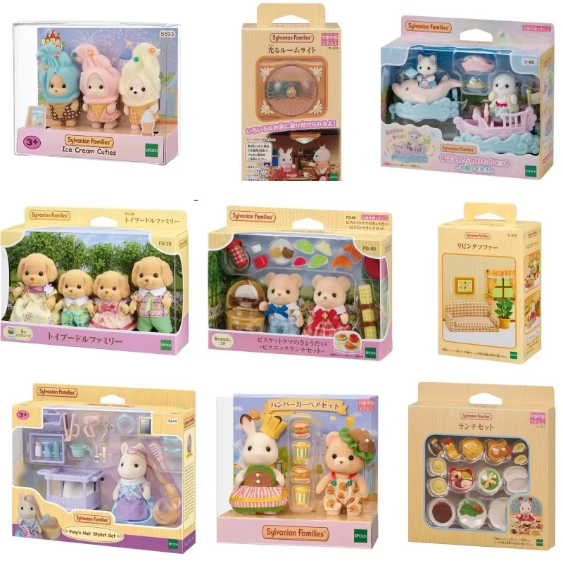 Sylvanian Families Blind Keychain Aceessories Figures Original Toys Girl Toy Kitchens Elephant Music Team Unicorn Toys for Girls