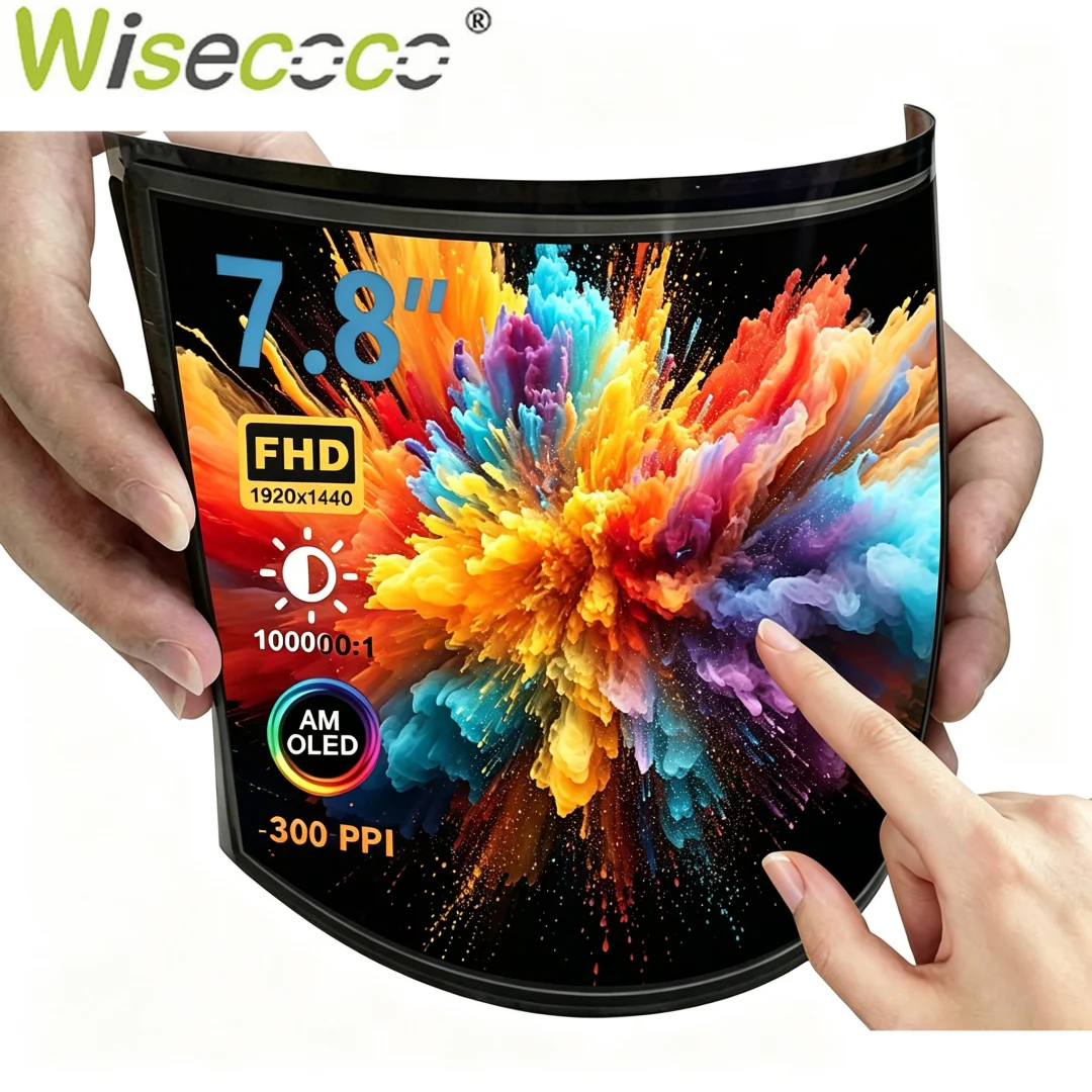WIsecoco 7.8 inch Flexible AMOLED Touch Display 1920×1440 4:3 Ultra-Thin Bendable Screen for DIY Projects
