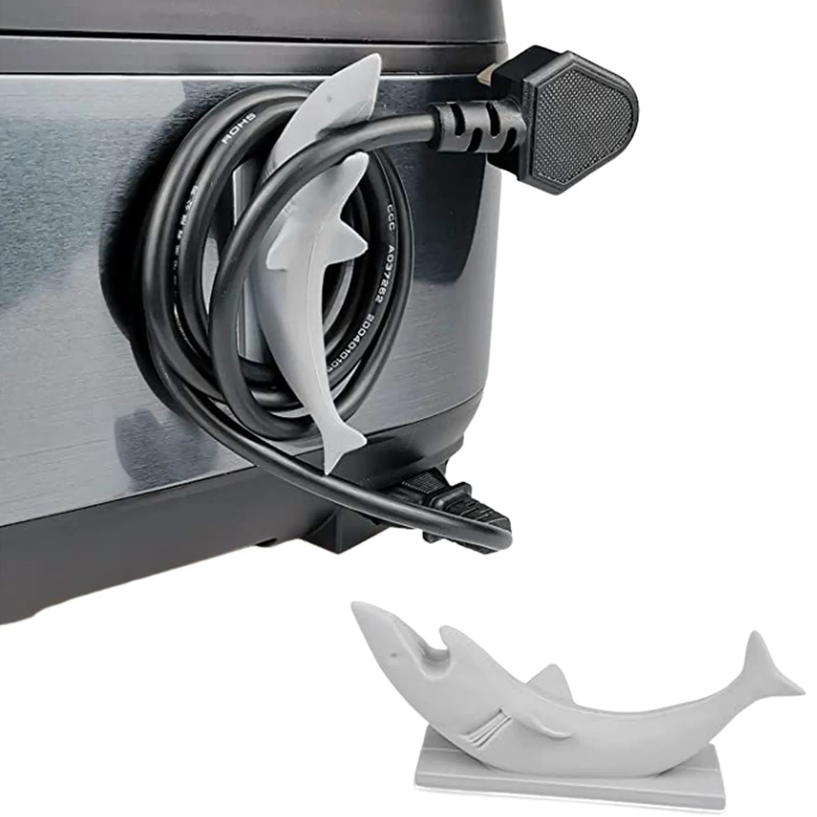 Silicone Sharks Cord Keeper Self-Adhesive Cord Organizer Space-Saving Wire Bracket Cable Management Hanger for Kitchen