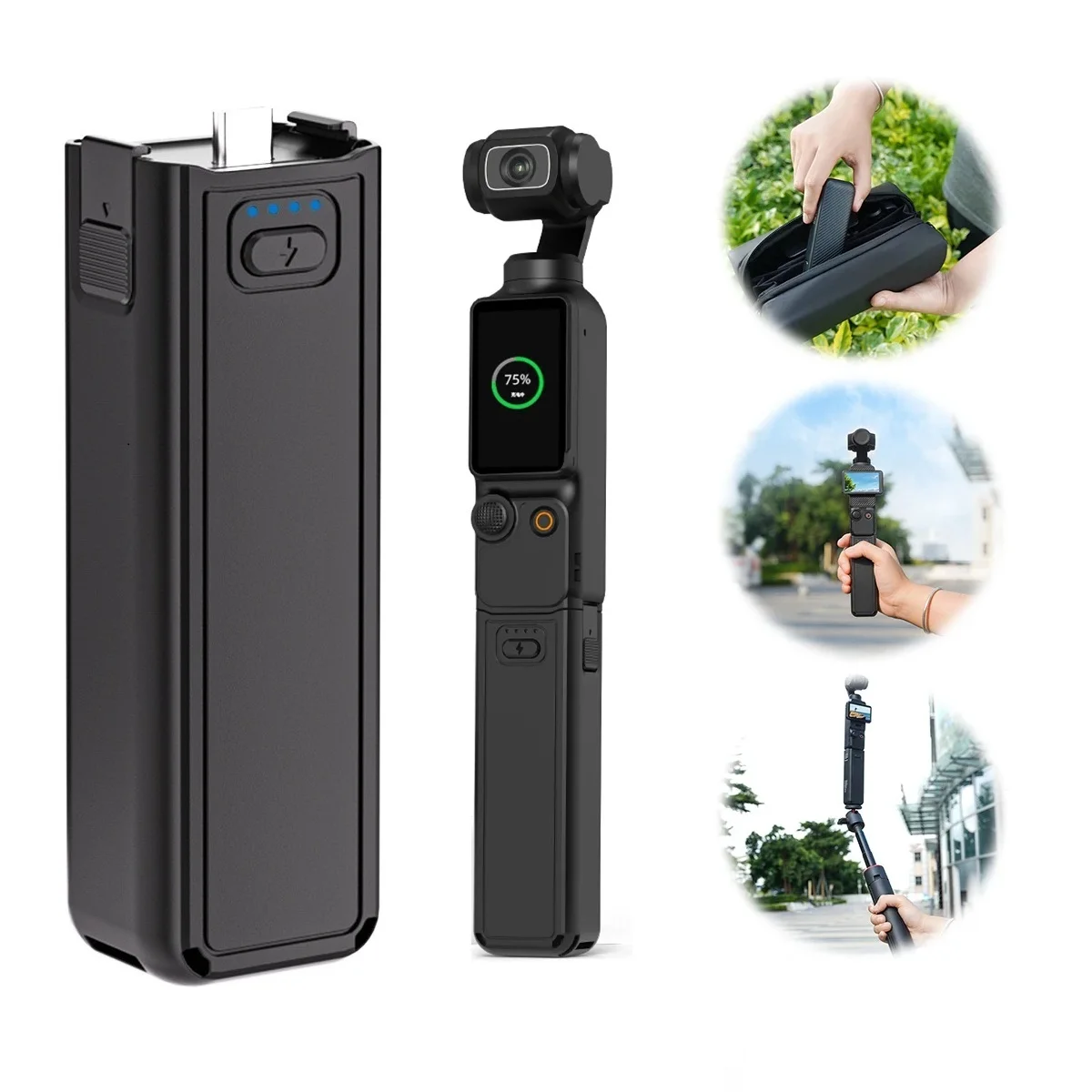 

Battery Handle for DJI Osmo Pocket 3 Creator Combo Portable Pocket3 Accessories 5000mAh Battery Charging Handle with 1/4” Threa