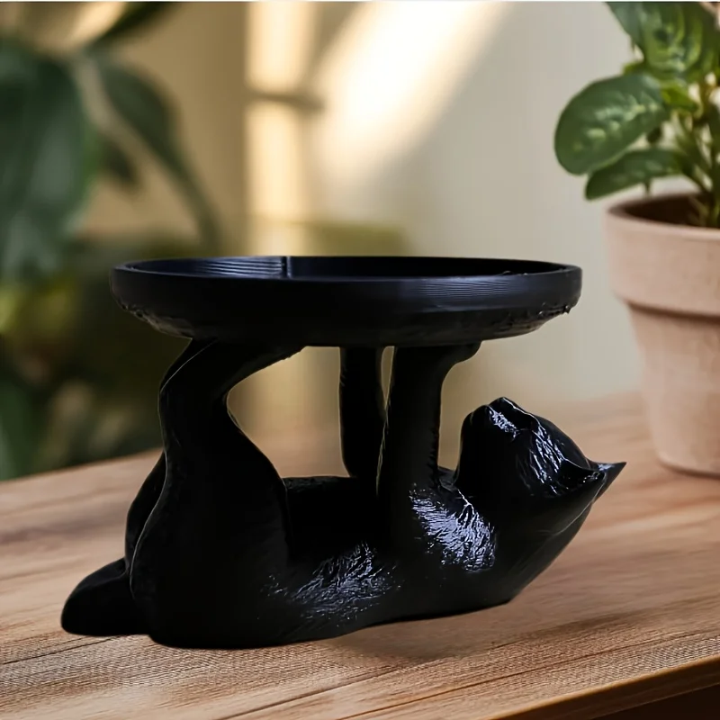 3D Printed Cat Jewelry Storage Tray Desktop Ornament Creative Animal Desk Organizer Home Office Craft Gift for Girls