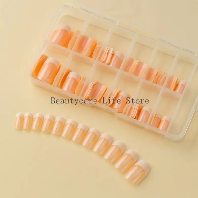 

652C 120x/Box False Nails French Tip False Nails Press On Nails Artificial Nails Full Cover Stick on Nails Manicures Supplies