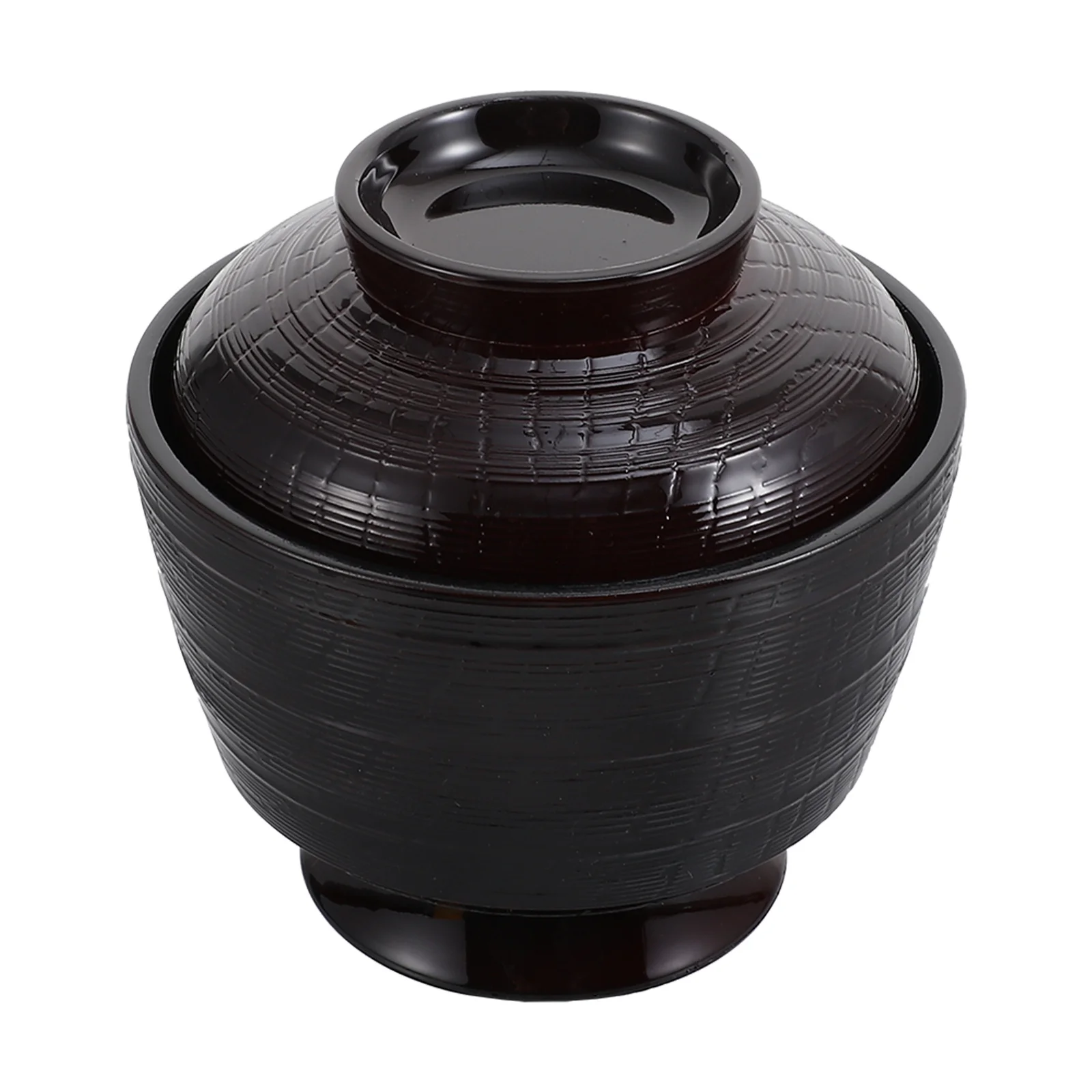 Cuenco de plástico de estilo japonés para sopa Miso con tapa, borde liso, diseño Simple, cuenco de arroz para cocina, vajilla para restaurante, hogar