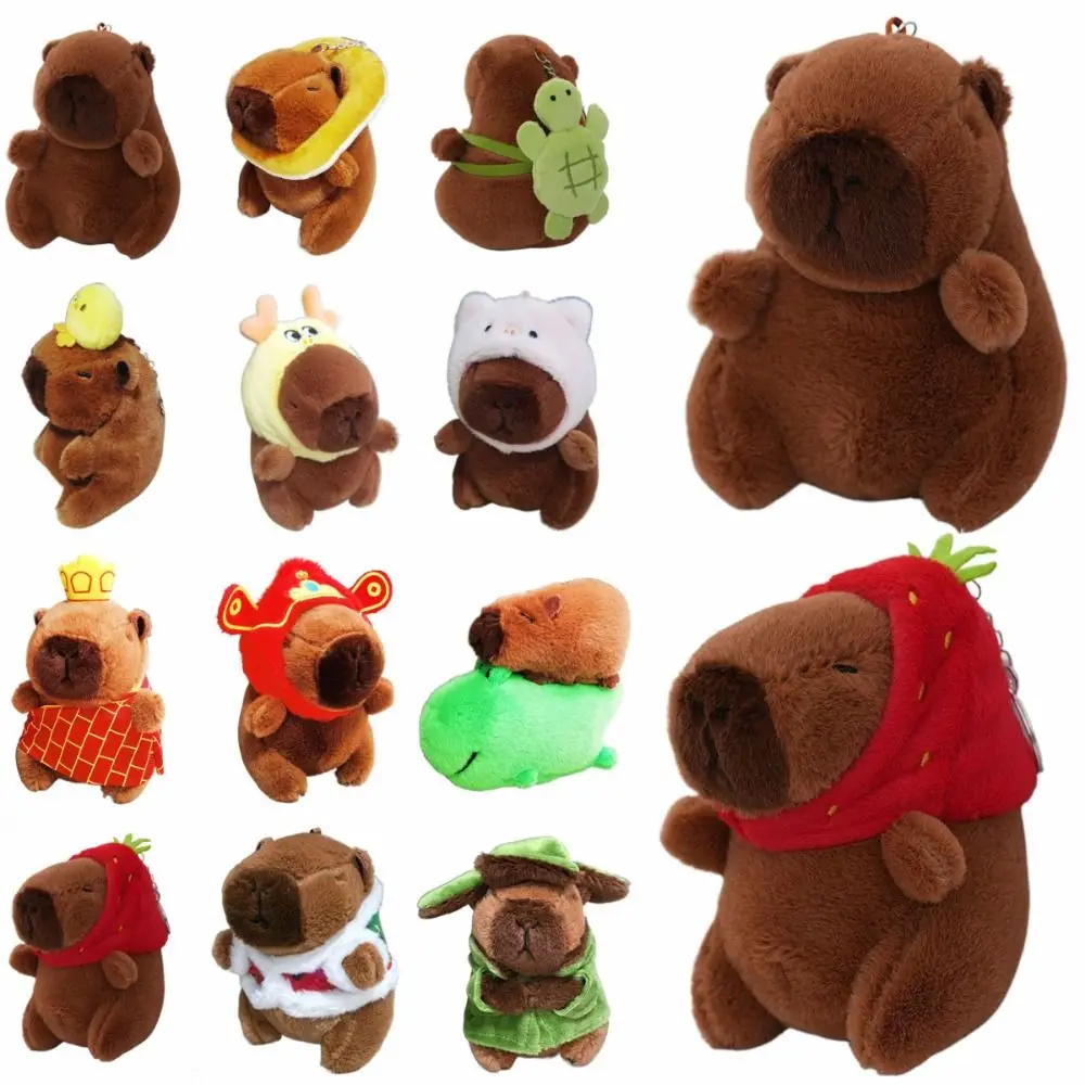 여러 가지 빛깔의 봉제 카피바라 키체인, 귀여운 인형 동물 시뮬레이션, 카피바라 펜던트, 기니피그 액세서리