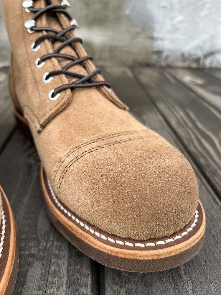 Spring Summer Cow Leather British Style Desert Boots Men's Lace-up Leather Vintage Boots Tooling Boots Men's Shoes Work Platform