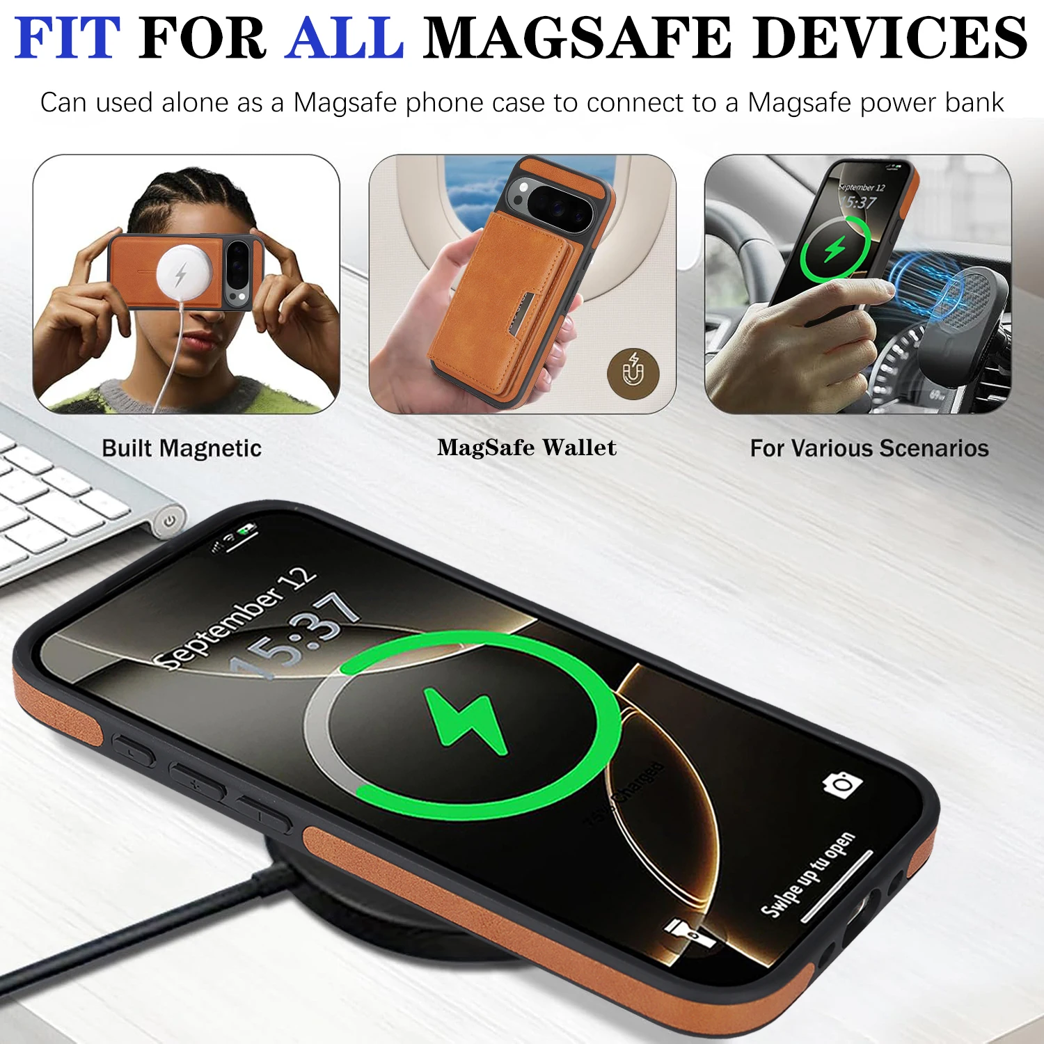 Luxury Magnetic PU Leather Phone Case for Google Pixel 11 10 10Pro 10A 9 9Pro 9A 8 8Pro 8A Pro XL ProXL Wireless Charging Cover view 2