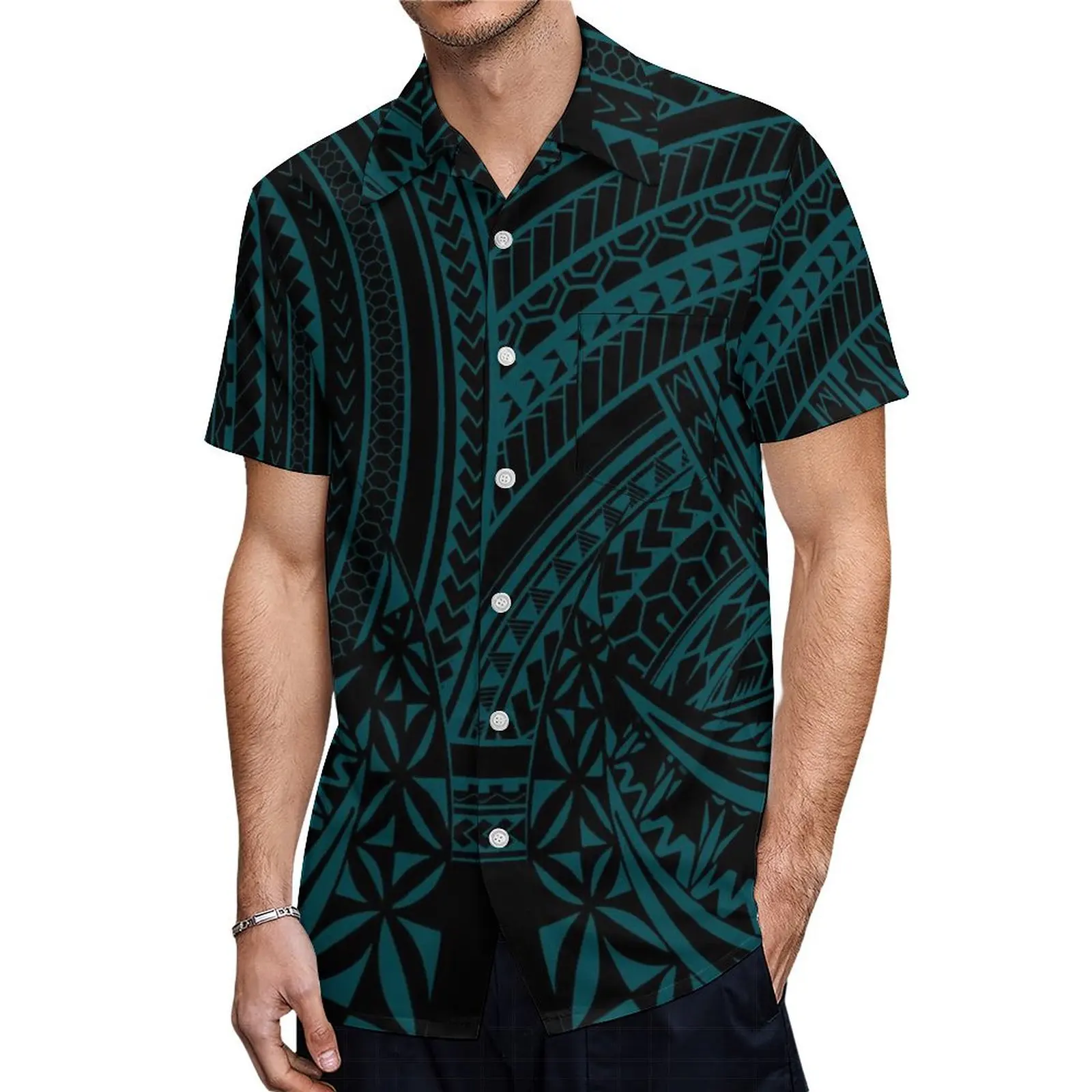 Polynesian Tribes Print Family Matching Clothing Couple Clothing Samoan Dress Puletasi Suit And Plus-Size Men'S Shirt