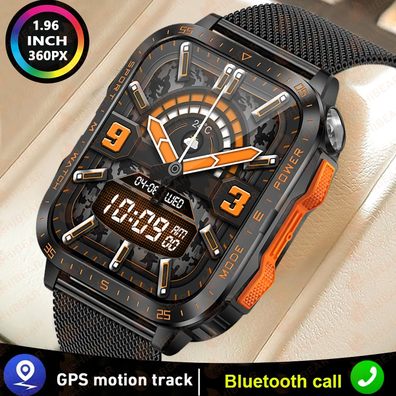 

Outdoor Sports SmartWatch Men Currency Detection Light Flashlight 430mAh Battery Waterproof Bluetooth Call Smart Watch 2024 New