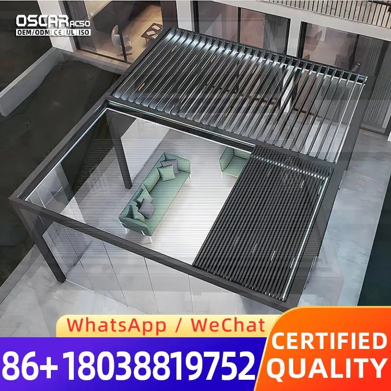 Modern Bioclimatic Aluminum Pergola with Louvre for Garden Terrace Outdoor Waterproof Building pergola