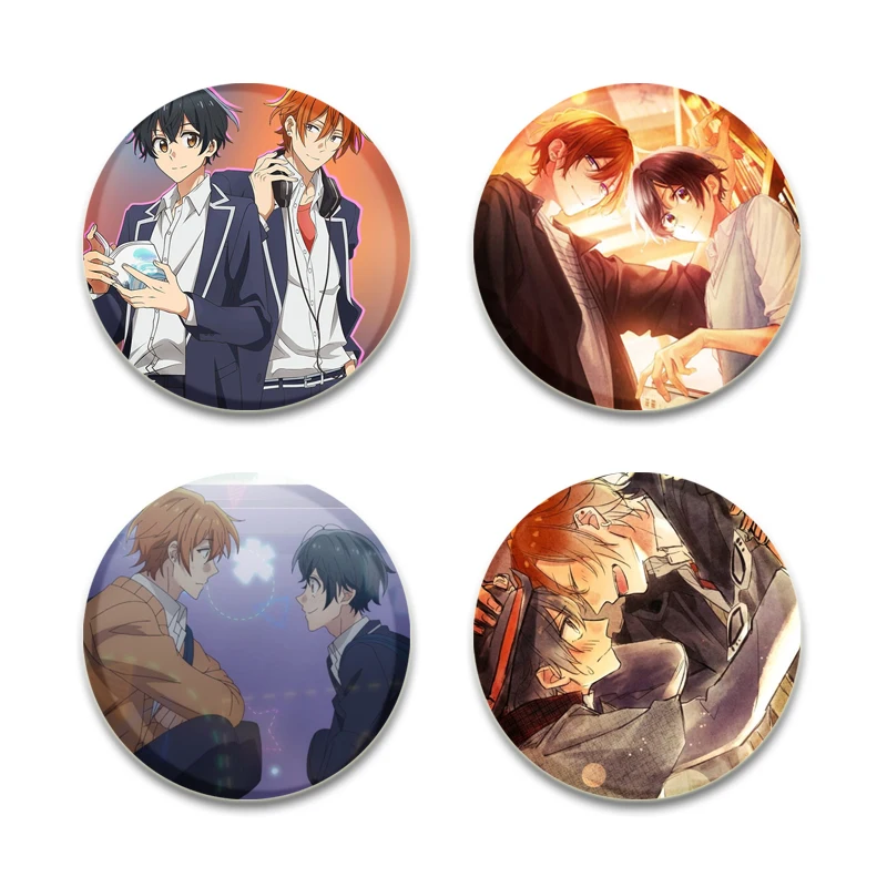 58mm Cute Anime Button Pin SASAKI and MIYANO/Sasaki To Miyano Cartoon Character Badge Bag Decor Fans Collect Brooch Friends Gift