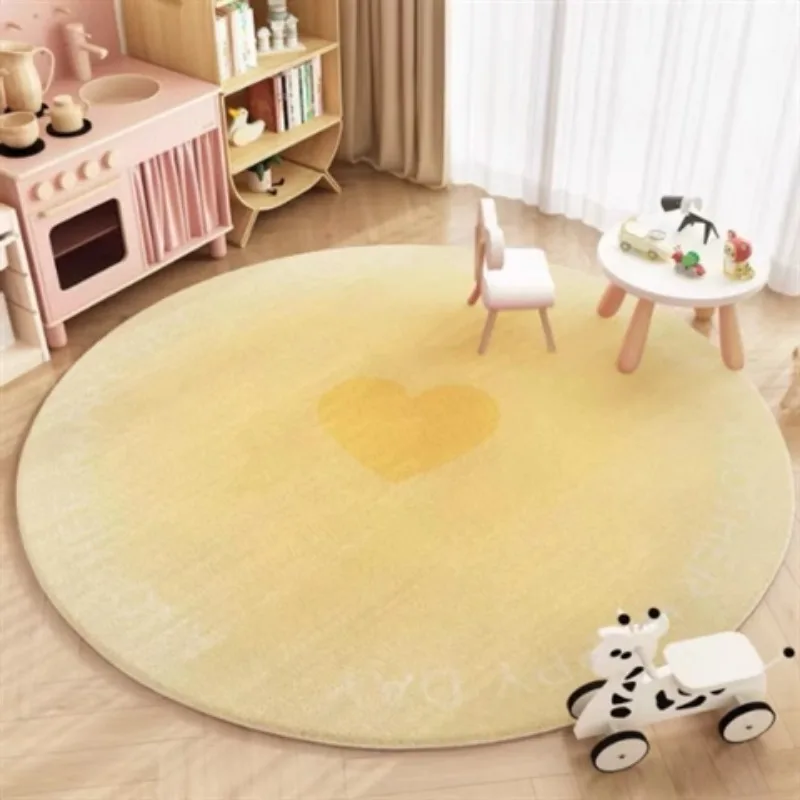 Valentine\'s Day Home Decoration Carpet Gradient Color Round Living Room Carpets Love Pattern Girl Bedroom Rug Plush Soft Rugs IG