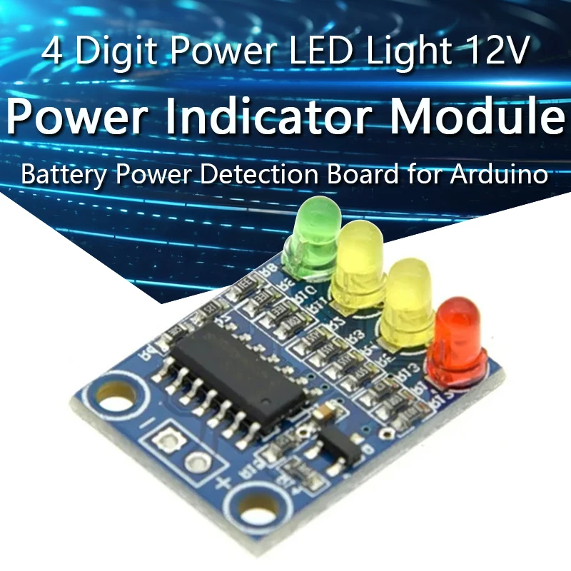 4 Digit Power Indicator Module  4-segment LED Light 12V Battery Power Detection Display Board for Arduino