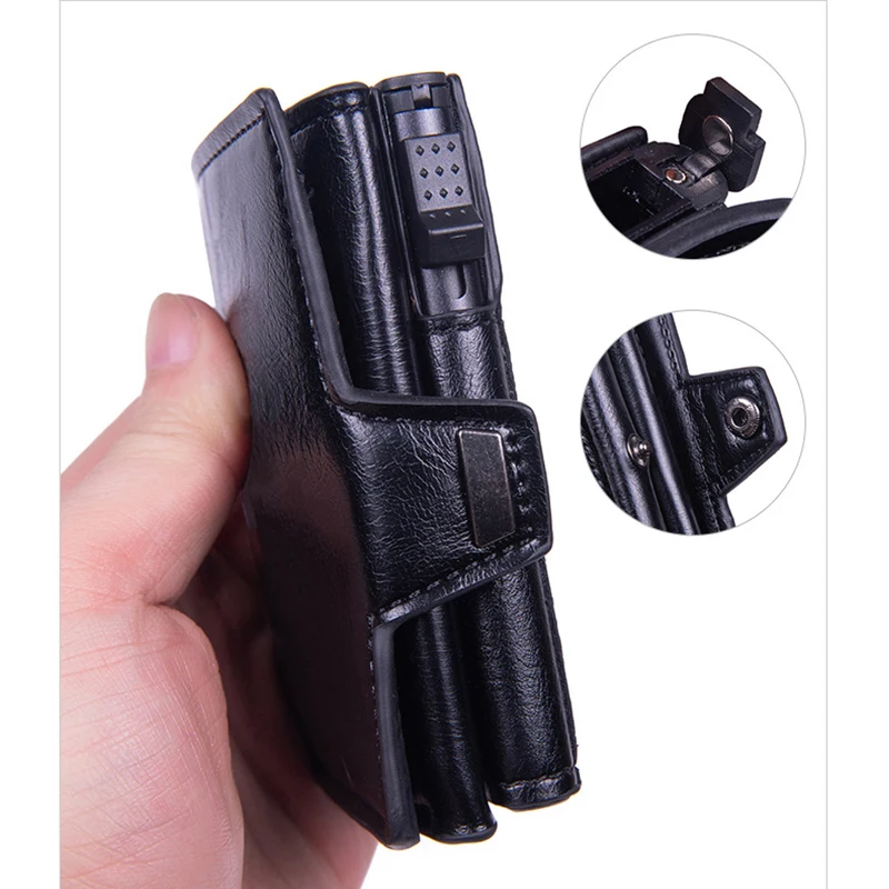 Fashion New Card Bag Automatic Pop Up Metal Wallet RFID Anti Theft Brush Large Capacity Card Clip for Men Credit Card Coin Purse