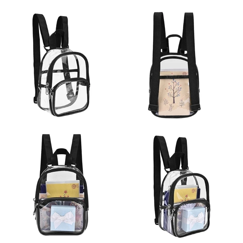 652D All-matching Backpack Clear Backpack See Through Backpack Student School Bag PVC Backpack Stadium Approved Backpack