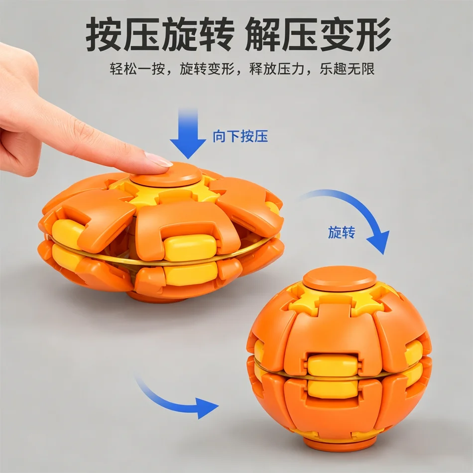 Color 3D Pinching Relaxation Stress Relief Ball Pressing Rotating Dual Play Fingertip Gyroscope Portable Soothing Toy Gifts
