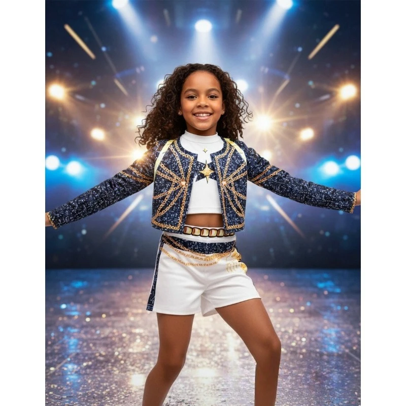 Spring Summer Girl Cosplay Singer Fashion Clothes Stage Performance 3PCS Set Uniform Children's Party Costumes Summer Clothes