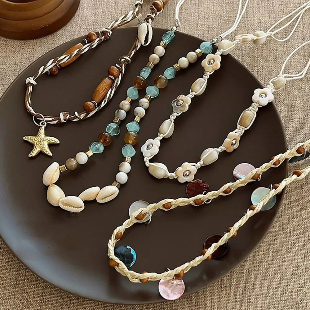New Bohemian Braided Belts Retro Shell Beads Headband Ethnic Style Small Flower Waist Chain Headband Accessories