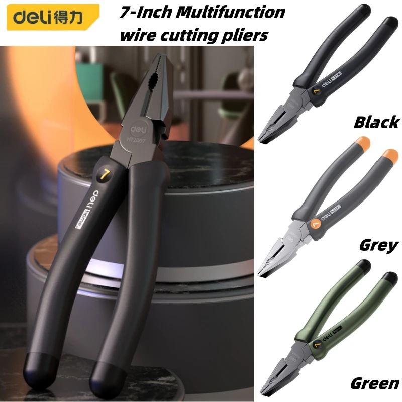 Deli 7 Inch Wire Cutting Pliers High Carbon Steel Material Wire Cutters Multifunctional Universal Sharp Nosed Hardware Tool