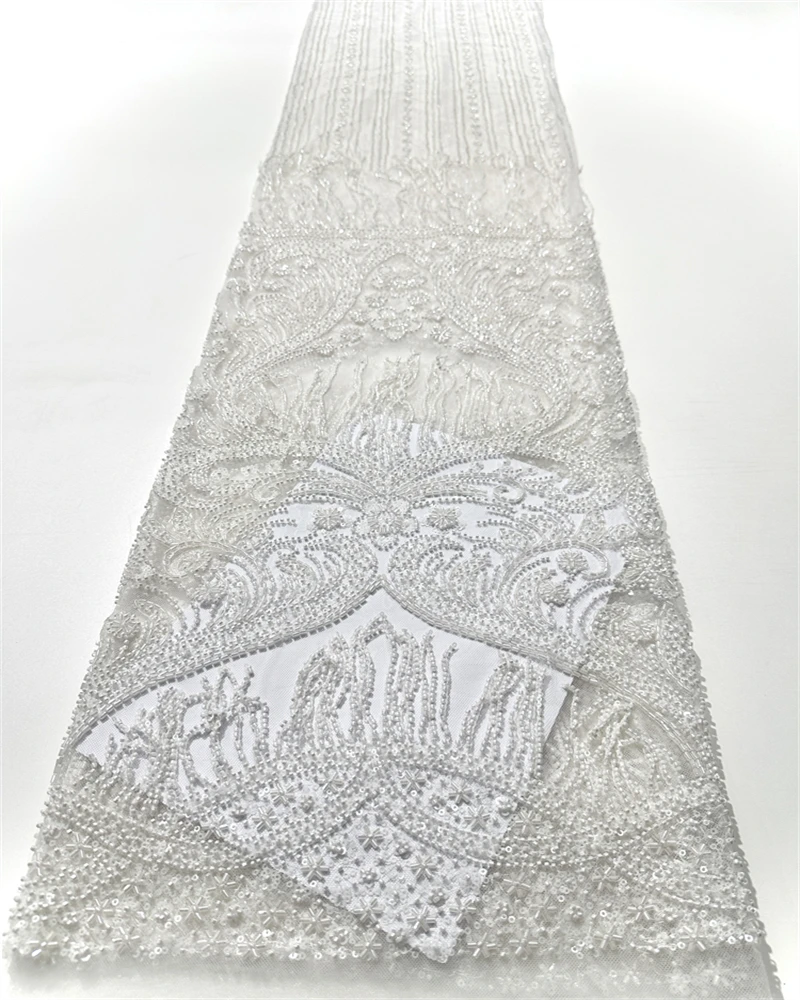 

Африканская высококачественная кружевная ткань с блестками, нигерийский французский тюль, вышивка бисером, роскошный модный аксессуар для вечерних платьев