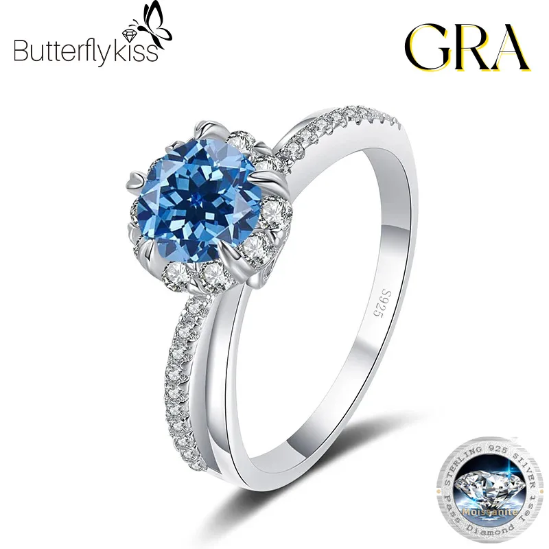 

Butterflykiss GRA Certified 1CT Moissanite D Color Engagement Rings For Women S925 Sterling Silver Wedding Fashion Fine Jewelry