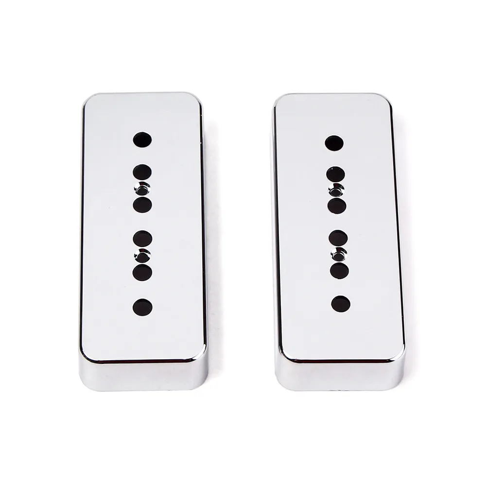 Pair of 50Mm Pole Spacing P90 Soapbar Pickup Covers Nickel-Silver Non-Plated for Guitar Neck Bridge Aged Look Transparent Tone