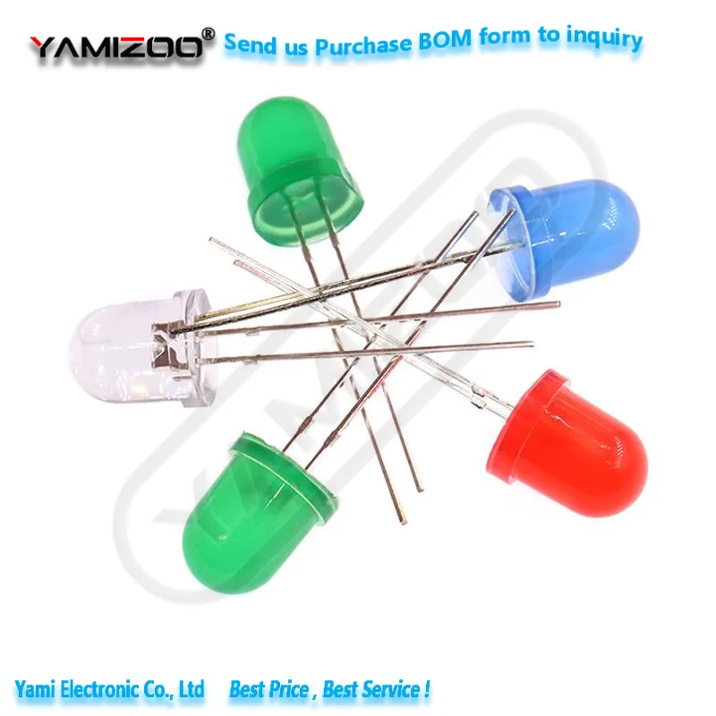 10 Stück LED-Leuchtdioden 8mm Hochleistungs-Rundkopf-Lampenperlen F8 Weiß Blau Rot Grün Gelb Direktanschluss-Anzeige – Detail 4