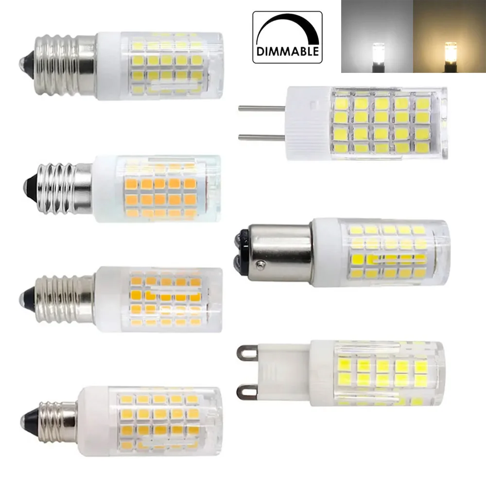 

Dimmable 7W G4 G8 GY6.35 LED Bulb AC220V 110V G9 E12 E14 E17 Ceramic Corn Light 64LEDs Bright 3000K 6000K for Home Chandelier