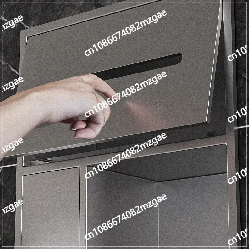 Space-Saving Stainless Steel Niche Cabinet for Bathroom, Built-in Trash Can and Toilet Paper Storage Shelf, Finished Metal Unit