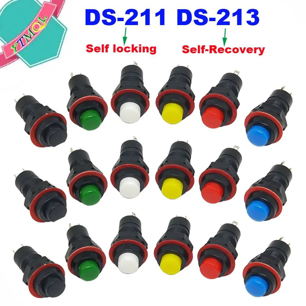 

100Pcs DS-211 DS-213 Push Button Switch 10Mm Sesaat/Diri Penguncian Tombol Bulat Switch DS211 DS213 Miniatur