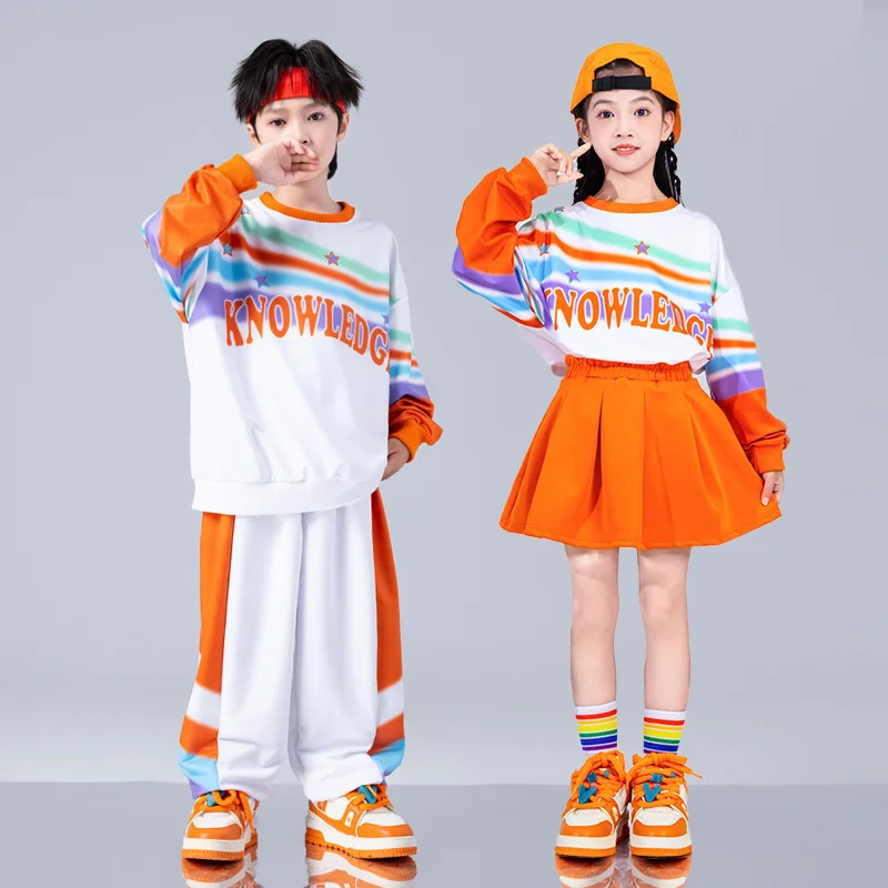 Boys Hip Hop Silver Sweatshirt Street Dance Shiny Cargo Pants Girls K-pop Streetwear Kids Jazz Clothes Sets Child Stage Costumes