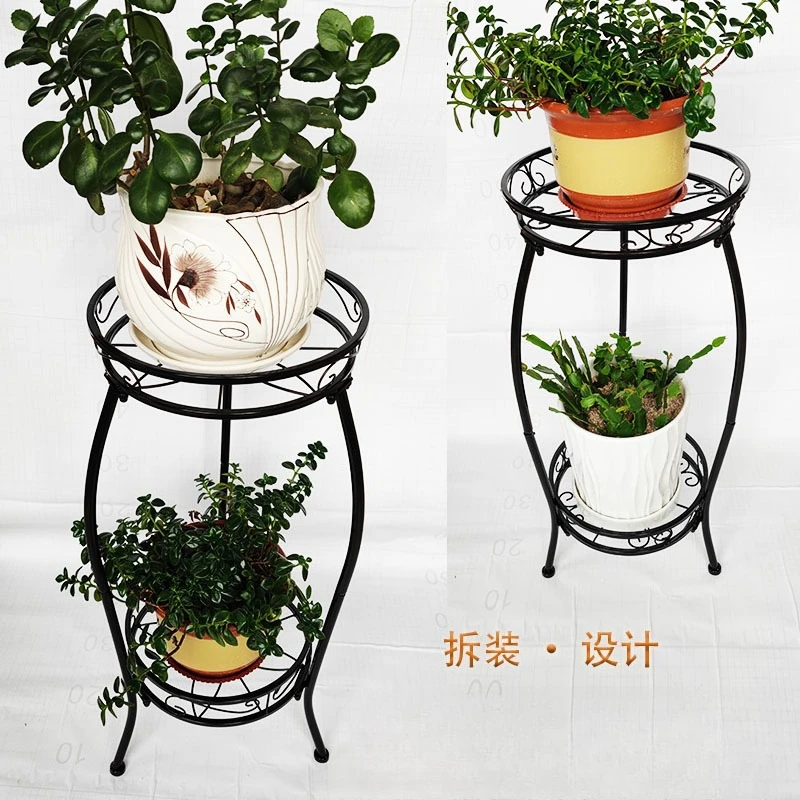 wrought iron flower stand Removable multi-layer wrought iron flower stand Living room balcony dill floor type