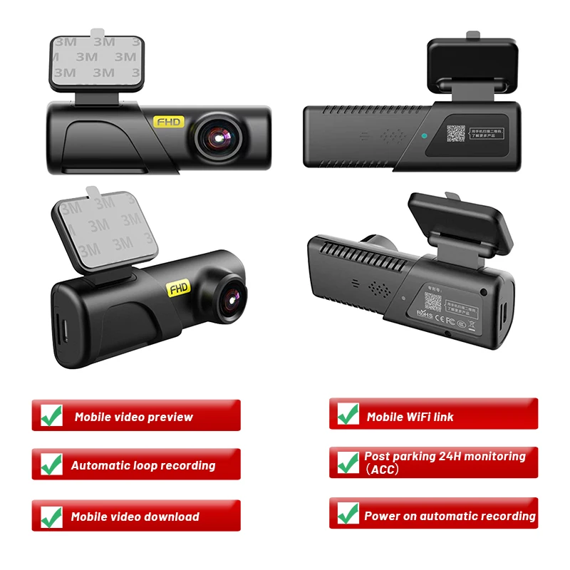 HD1080P DVR Dash Cam Mini hidden Mobile WiFi app  usb ACC 24H Monitor WDR Video Recorder Night vision Loop recording black box