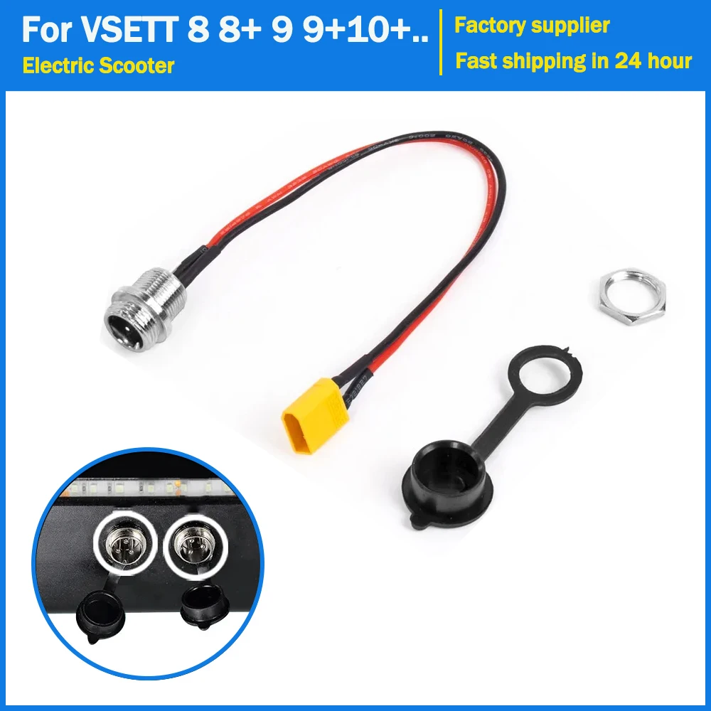 Universal 3 Pins Charging Port for ZERO 8 9 10 8X 10X 11X Speedual Electric Scooter Parts for VSETT 8 8+ 9 9+ 10+ Socket Plug