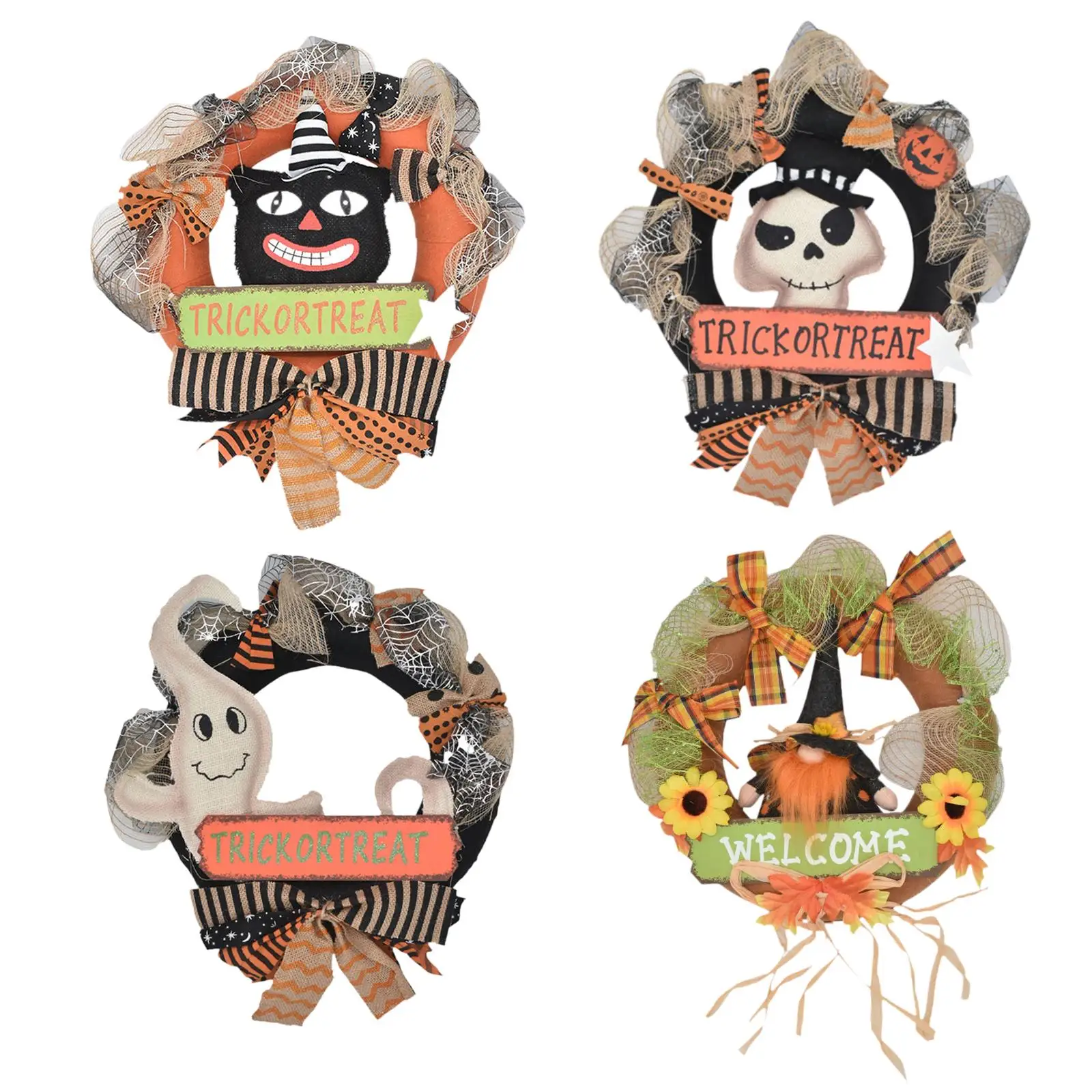 

Halloween Door Wreath Artificial Wreath Halloween Garland for Window Decor Home Yard Haunted Mansion Indoor Outdoor Farmhouse