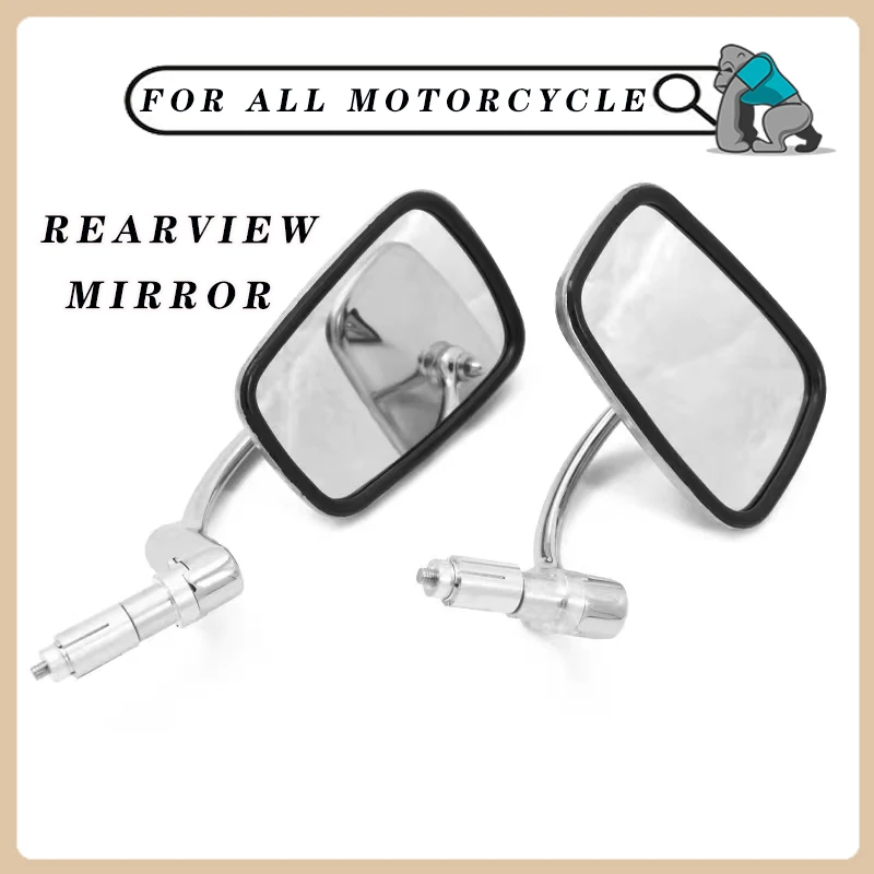 Rectangle Universal Vintage Retro Prince Motorcycle Customized Cafe Racer Stainless Steel Rearview Mirror 10mm