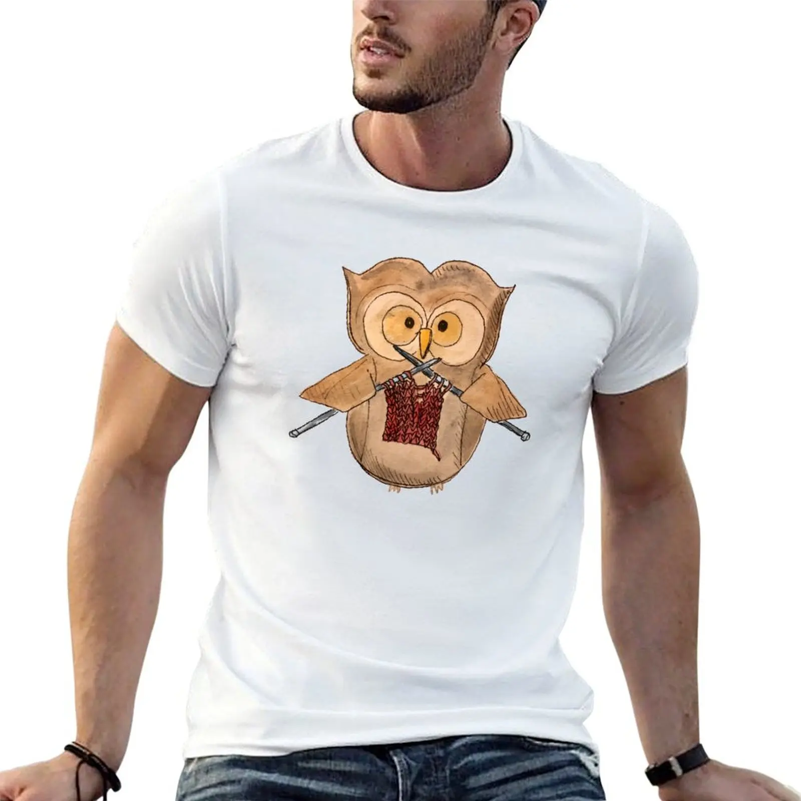 

Knitting Owl - Red class T-Shirt g man t shirts for men t shirt man plain T-Shirt