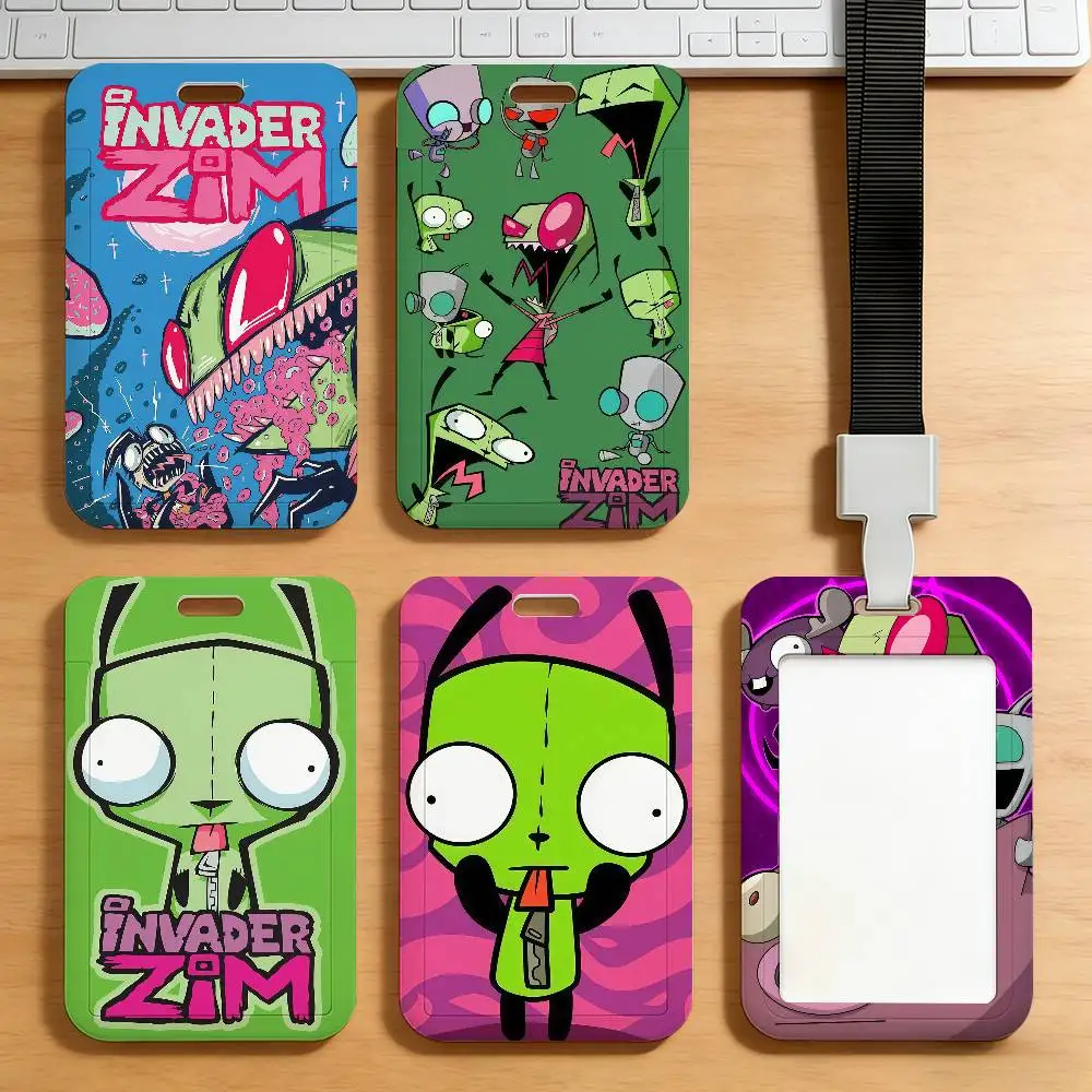 Invader Z-Zim Art Cartoon-Kartenhalter, Schutzhülle für Arbeitsausweise, Zugangs- und U-Bahn-Karten